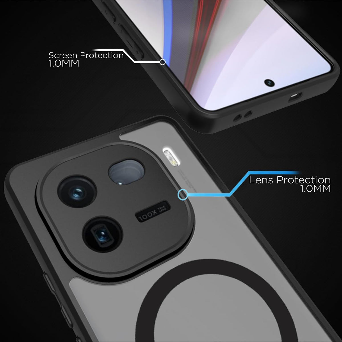 iQOO 12 5G Back Cover Case | Sleek Hybrid - Matte Black Magnetic
