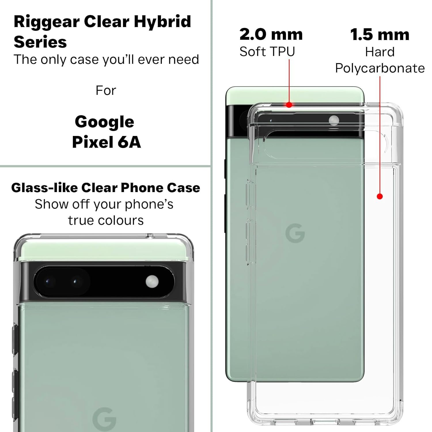 Google Pixel 6A Back Cover Case | Clear Hybrid - Clear