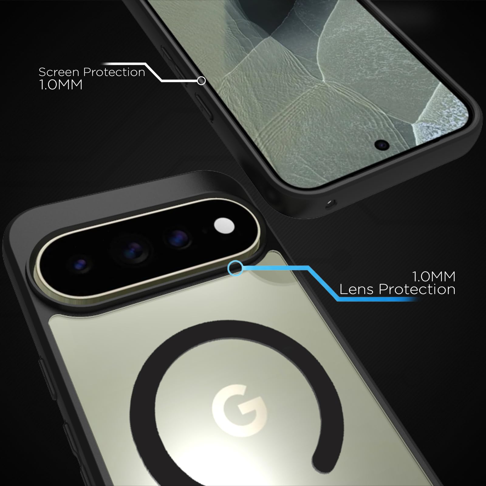 Google Pixel 11 / Pixel 11 Pro Back Cover Case | Sleek Hybrid - Clear Black Magnetic