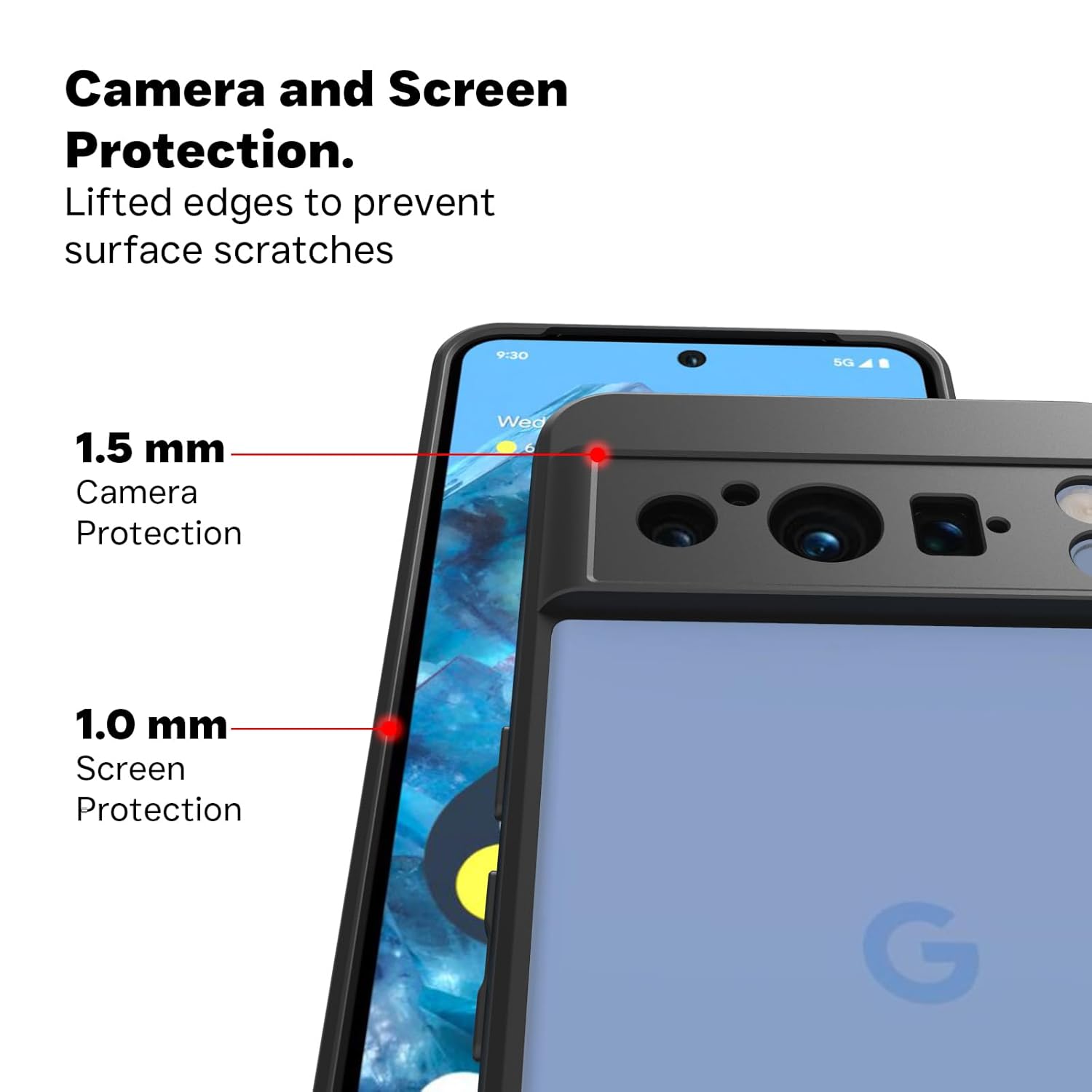 Google Pixel 8 Pro Back Cover Case | Clear Hybrid - Clear Black