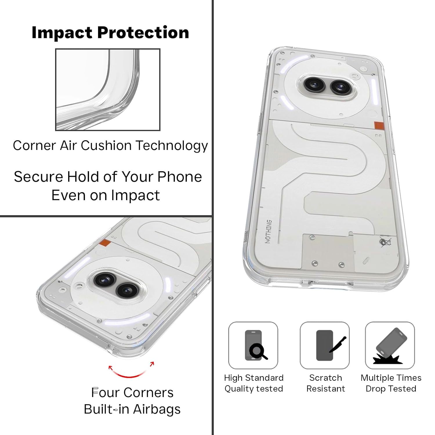 Nothing Phone 2A / Phone 2A Plus Back Cover Case | Clear Hybrid - Clear