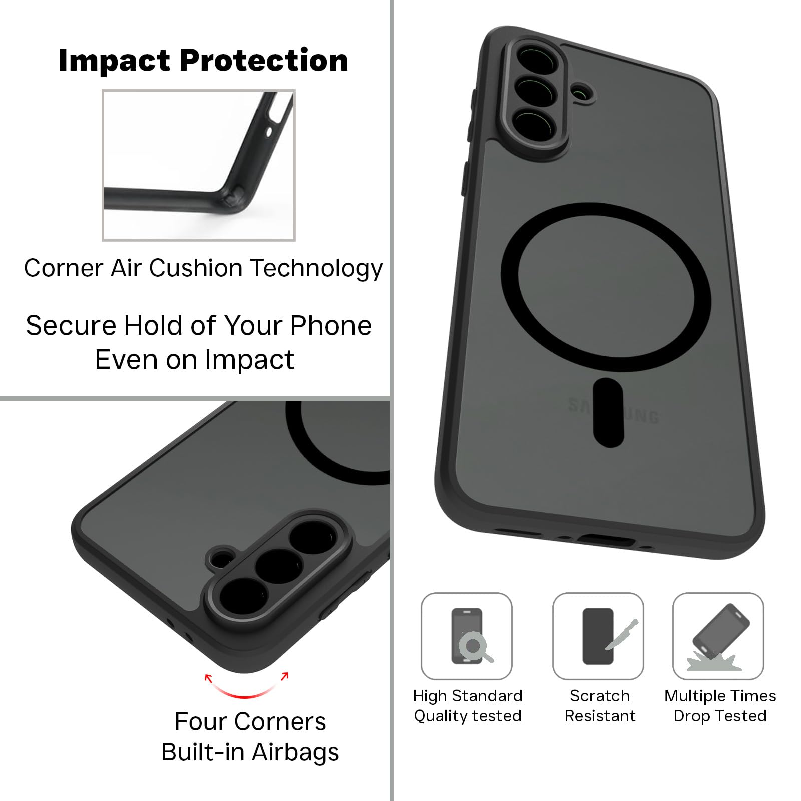 Samsung Galaxy A56 5G Back Cover Case | Sleek Hybrid - Matte Black Magnetic