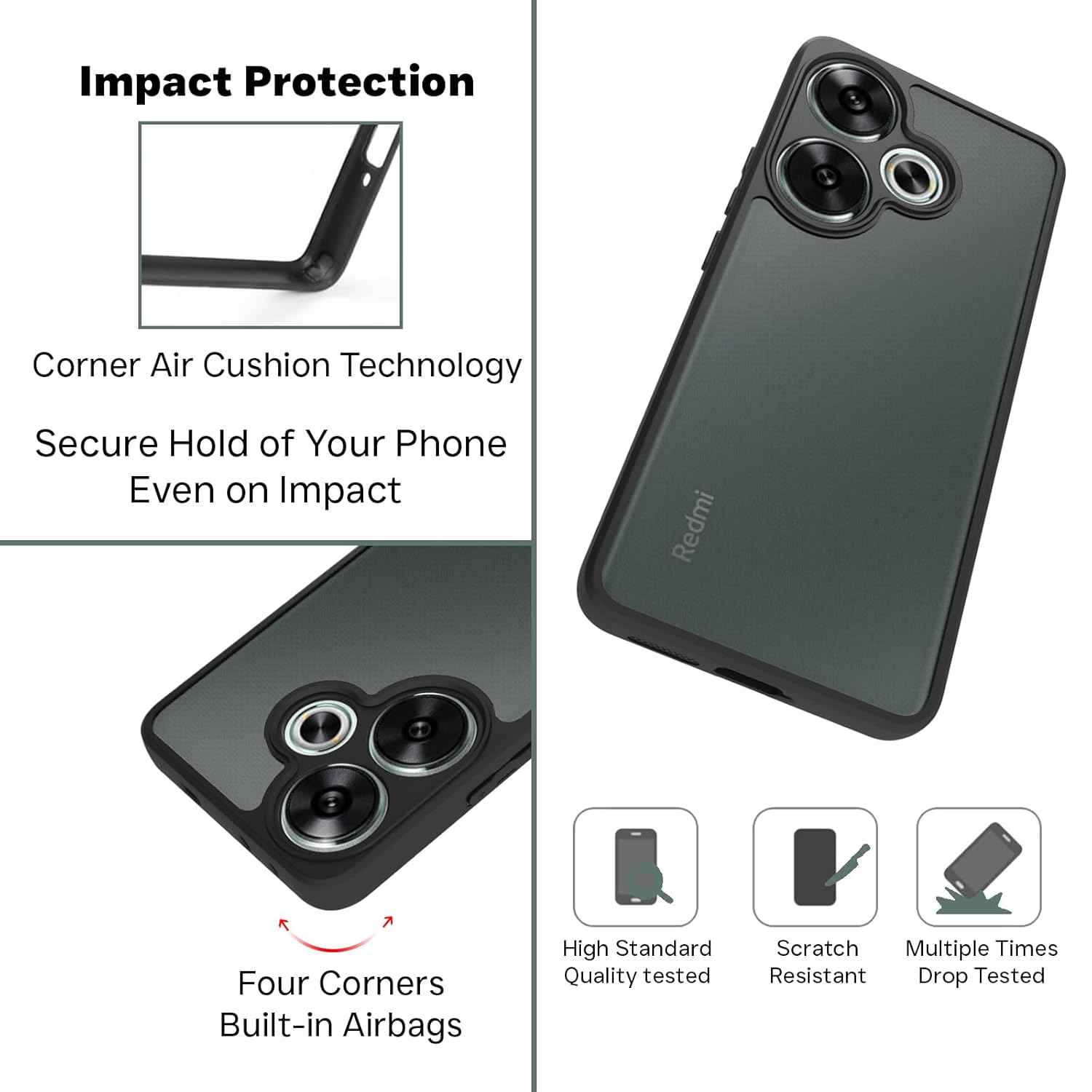 Poco F6 5G Back Cover Case | Sleek Hybrid - Matte Black