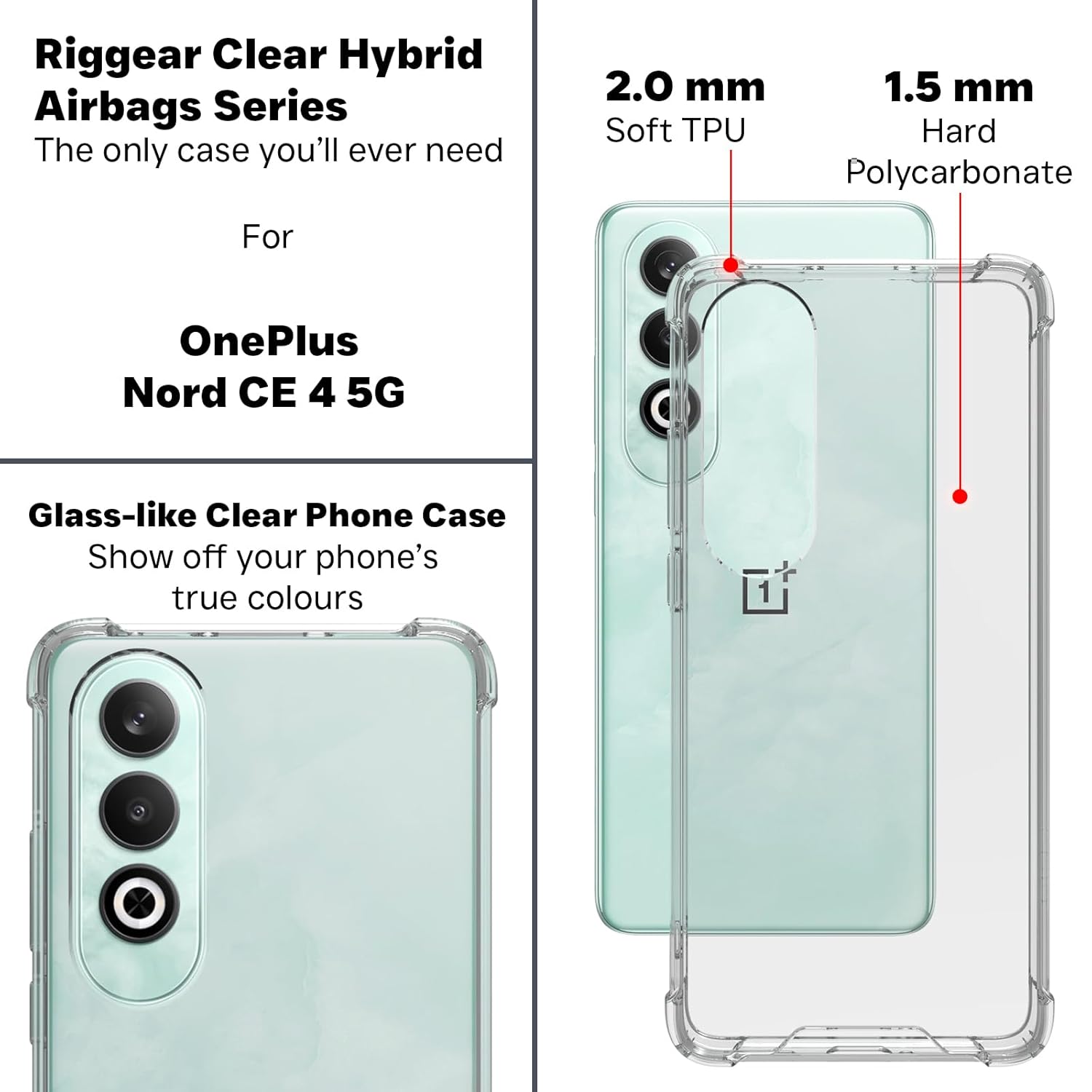 OnePlus Nord CE4 5G Back Cover Case | Sleek Hybrid - Clear