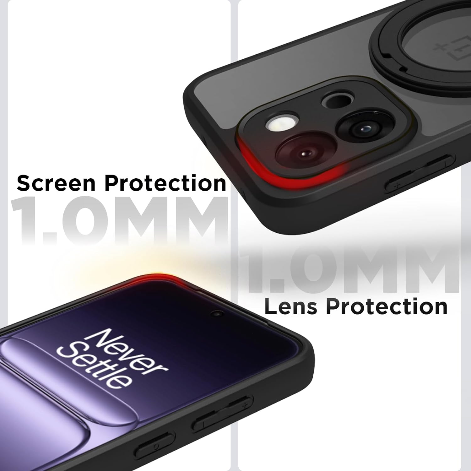 OnePlus 13s Ring Stand Back Cover Case | Clear Hybrid - Clear Black Magnetic