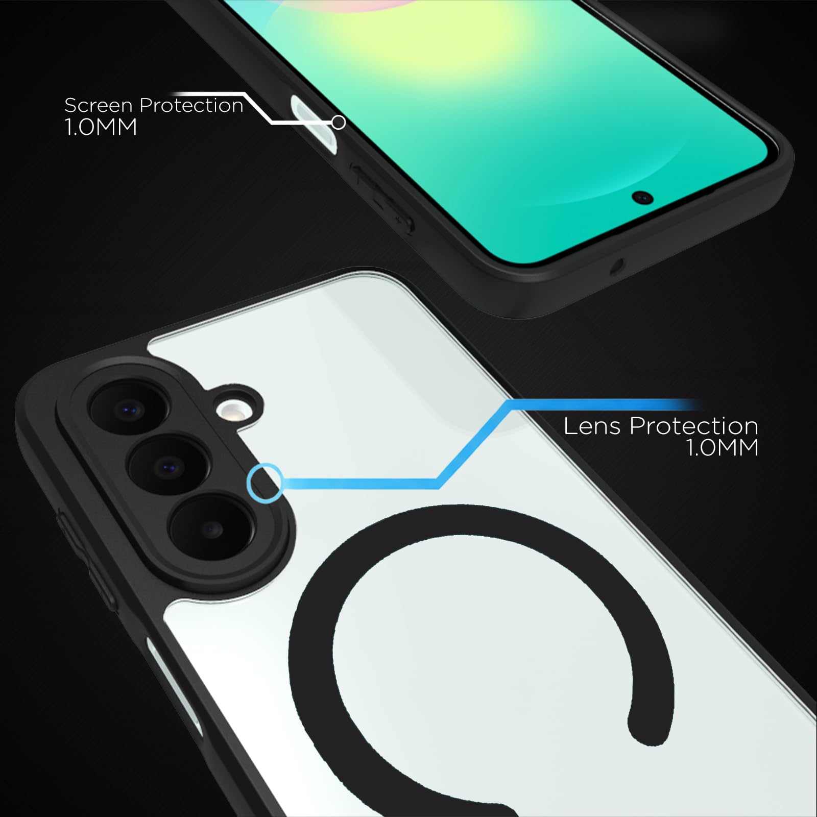Samsung Galaxy A27 Back Cover Case | Sleek Hybrid - Clear Black Magnetic