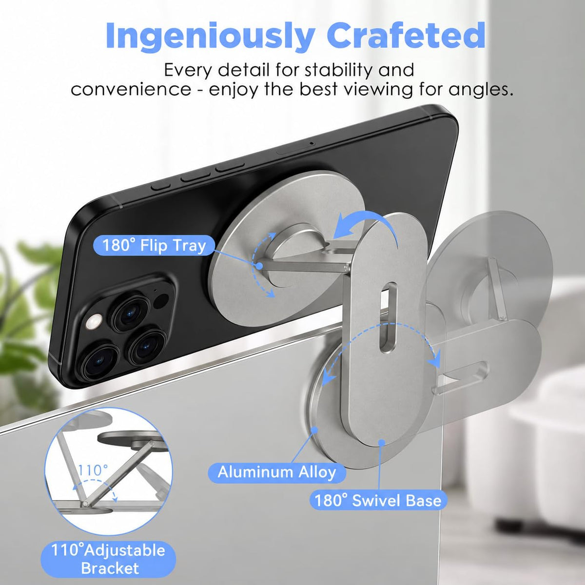 Magnetic Laptop Phone Mount | Grey