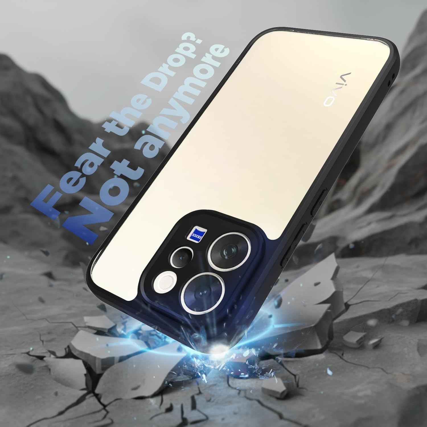 Vivo V70 / V70 Elite 5G Back Cover Case | Clear Hybrid - Clear Black