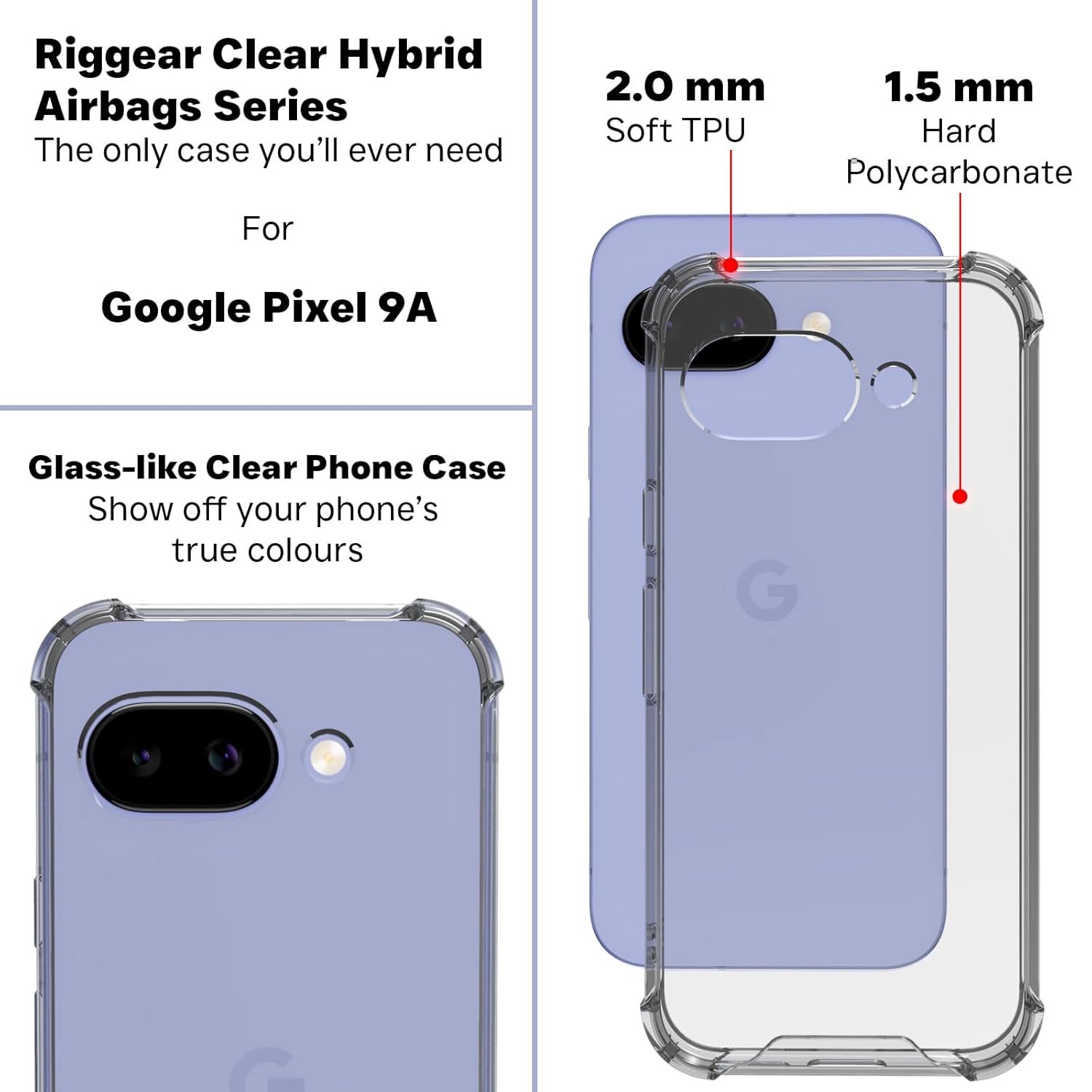 Google Pixel 9a Back Cover Case | Clear Hybrid - Clear