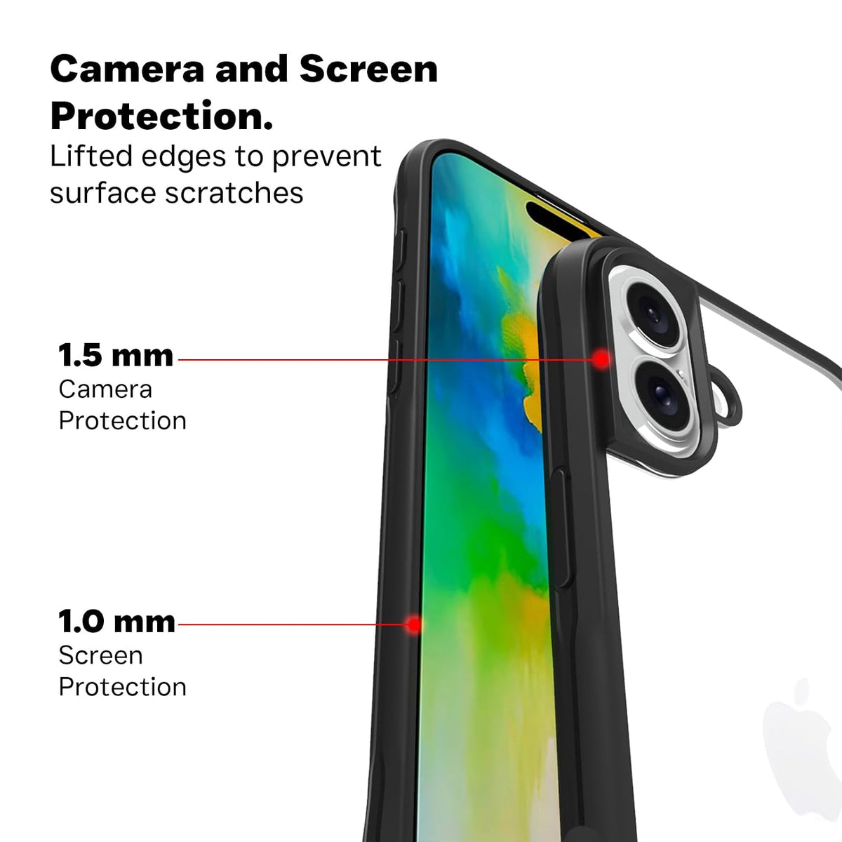iPhone 16 Plus Back Cover Case | Tough Hybrid - Clear Black
