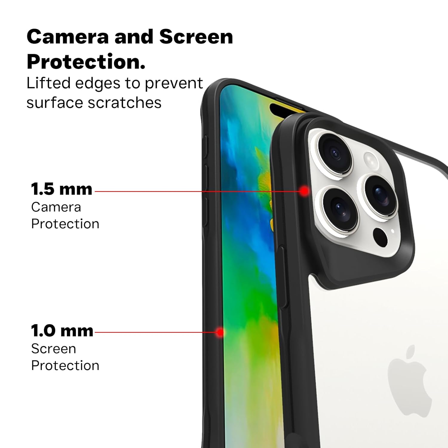 iPhone 16 Pro Back Cover Case | Tough Hybrid - Clear Black