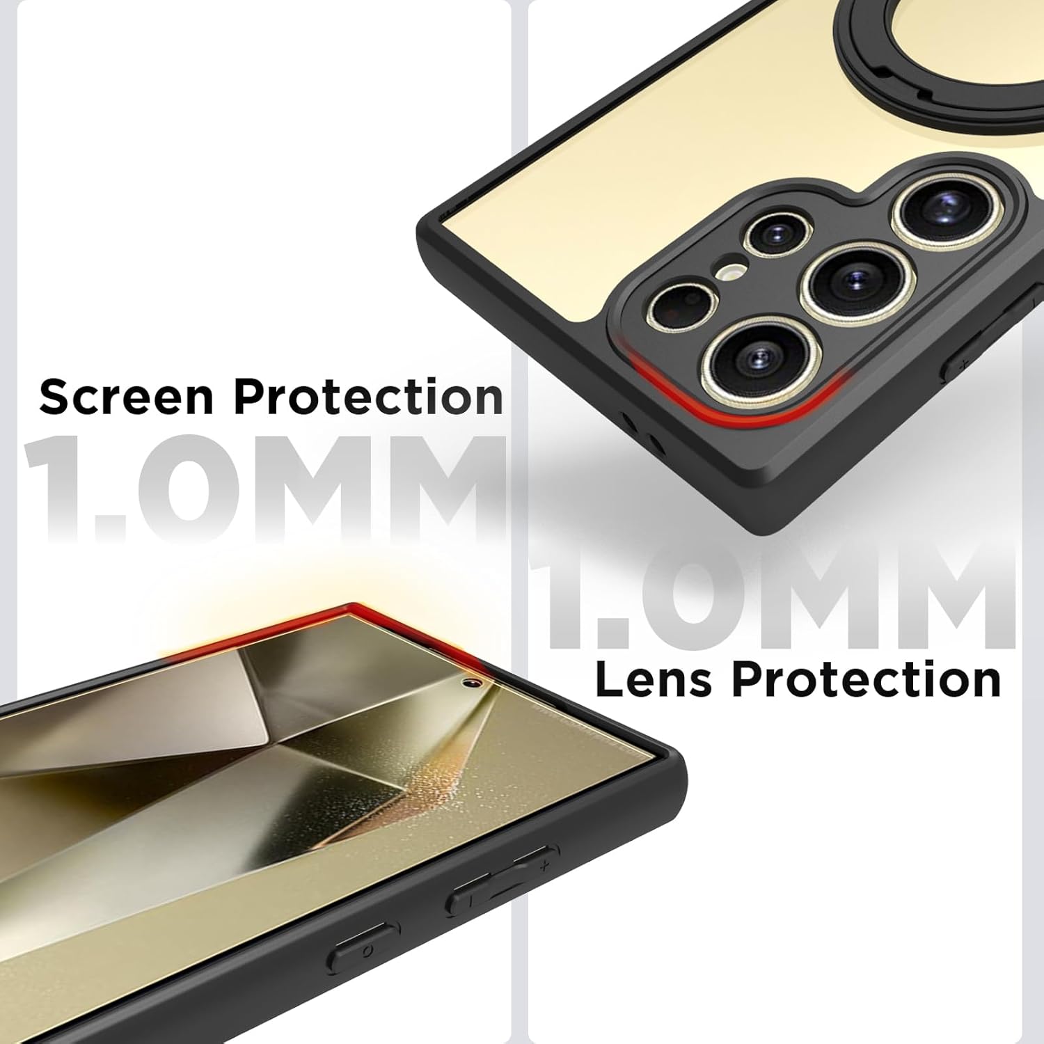 Samsung Galaxy S24 Ultra Back Cover Case | Clear Hybrid - Clear Black Magnetic