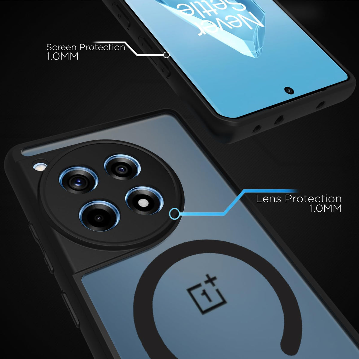 OnePlus 12R 5G Back Cover Case | Sleek Hybrid - Matte Black Magnetic