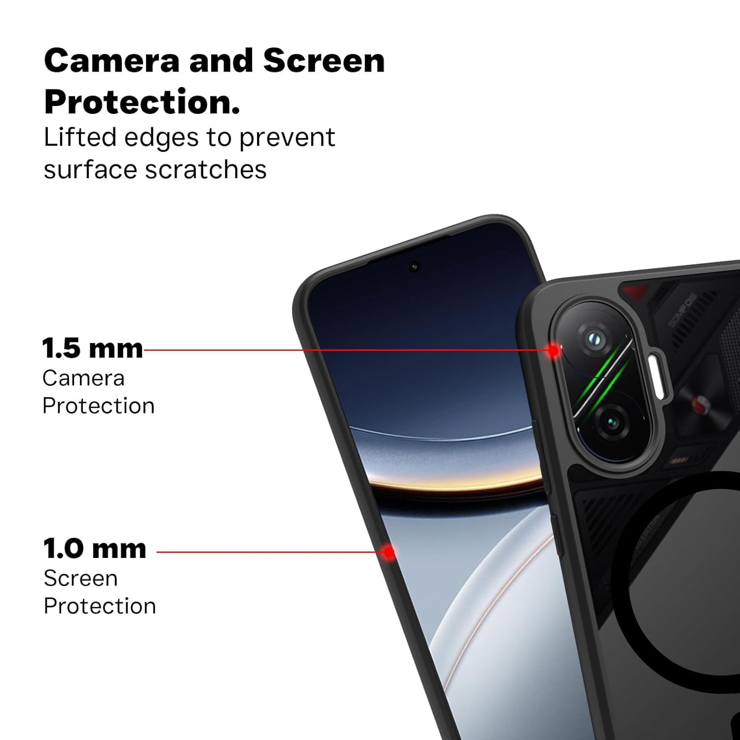 Poco F7 5G Back Cover Case | Sleek Hybrid - Matte Black Magnetic