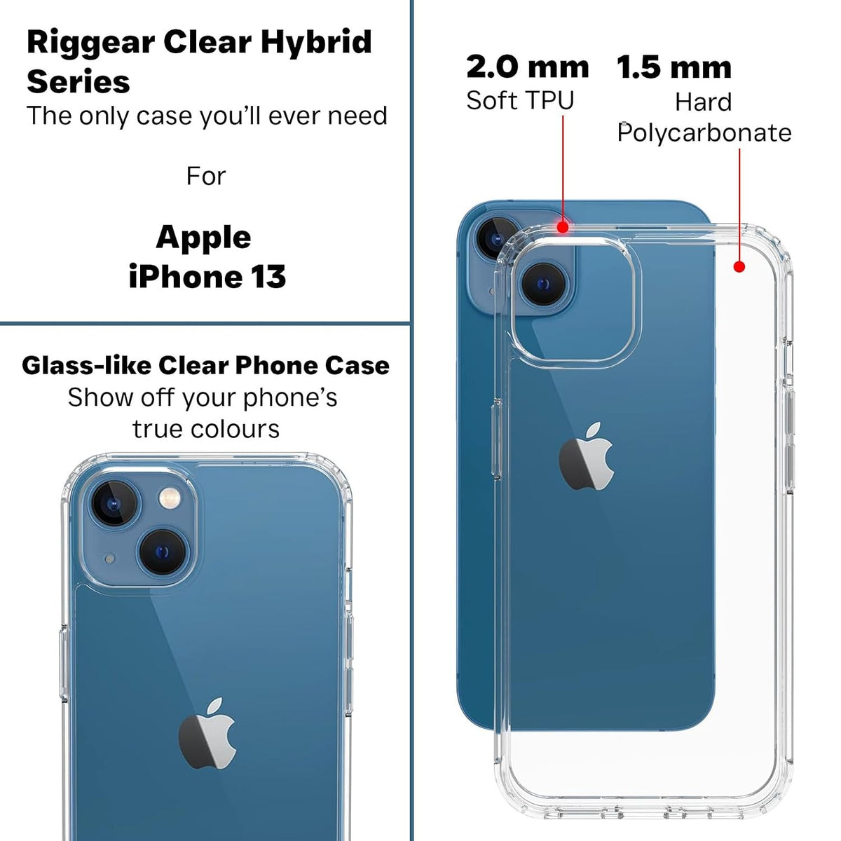 iPhone 13 Back Cover Case | Clear Hybrid - Clear