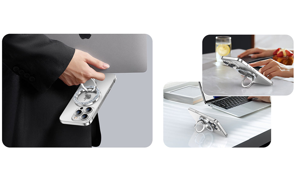 MagSafe Phone Grip & Stand | Ring Holder - Silver Sparkle