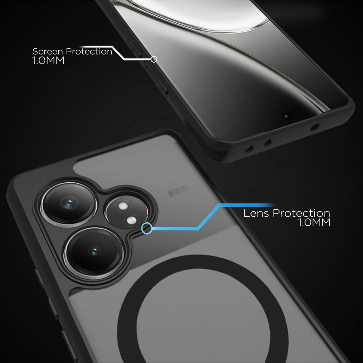 Realme GT 6 / GT 6T 5G Back Cover Case | Sleek Hybrid - Matte Black Magnetic