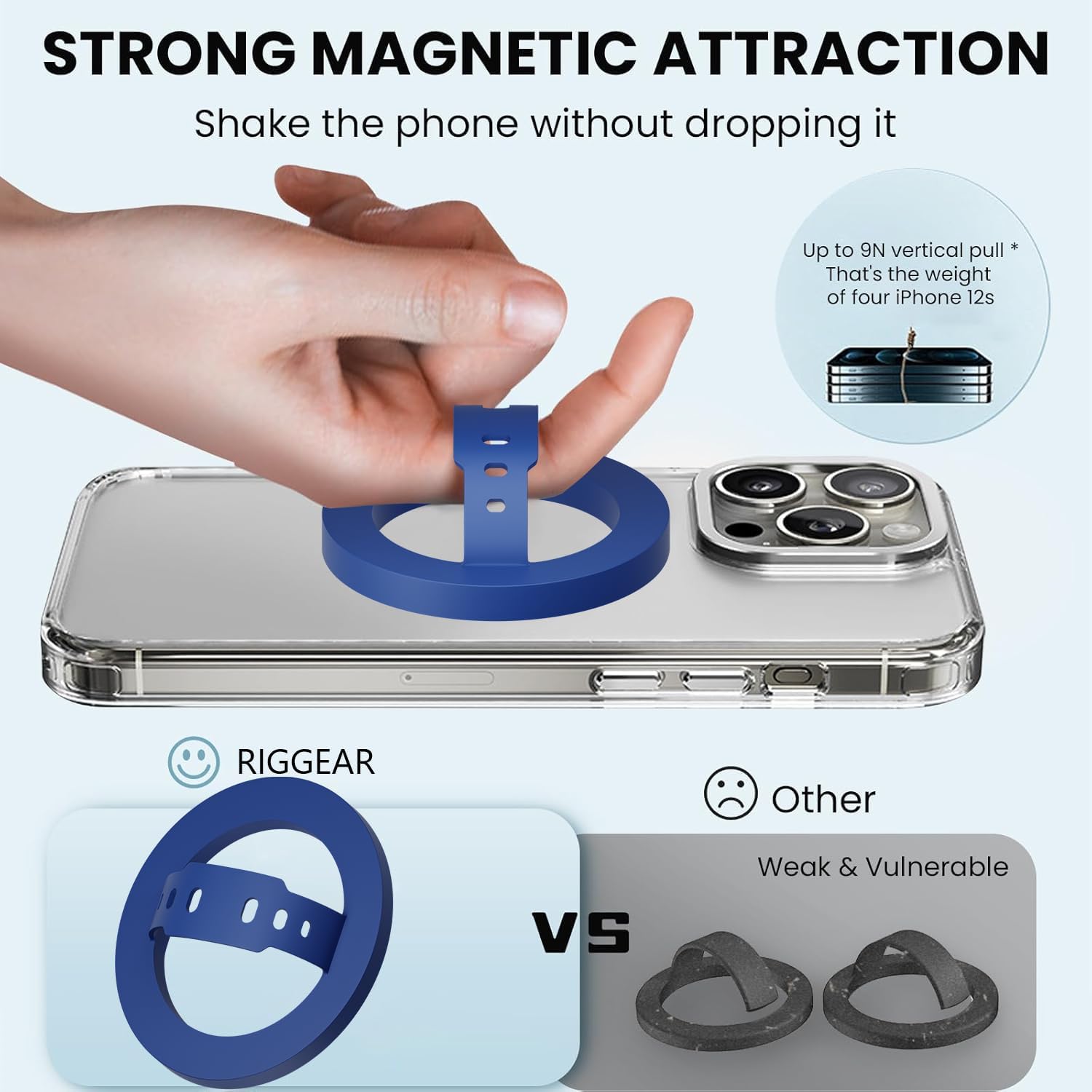 MagSafe Silicone Phone Grip | Magnetic Finger Loop - Silcy Blue
