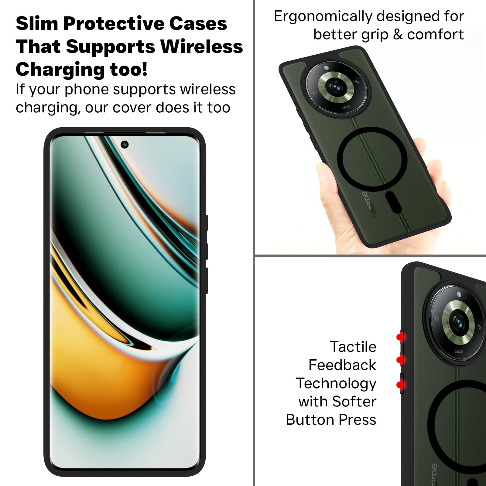 Realme 11 Pro / 11 Pro Plus / Narzo 60 Pro 5G Back Cover Case | Sleek Hybrid - Matte Black Magnetic