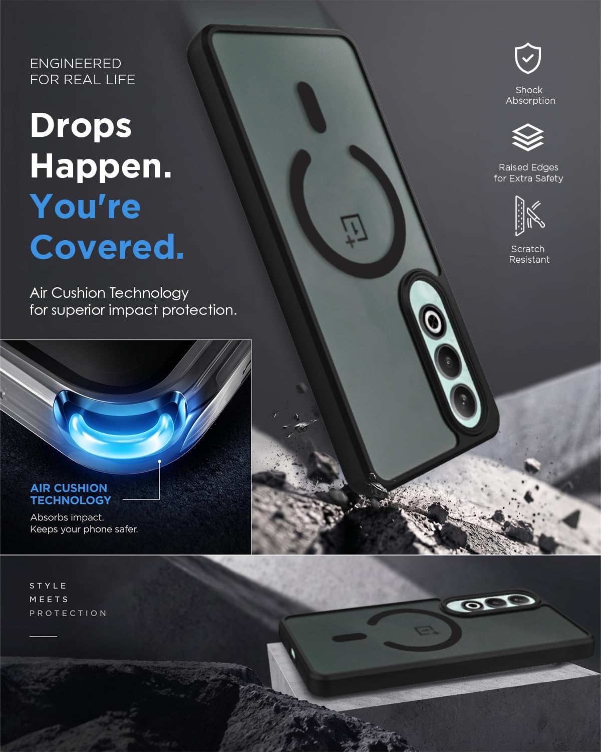 OnePlus Nord CE4 5G Back Cover Case | Sleek Hybrid - Matte Black Magnetic