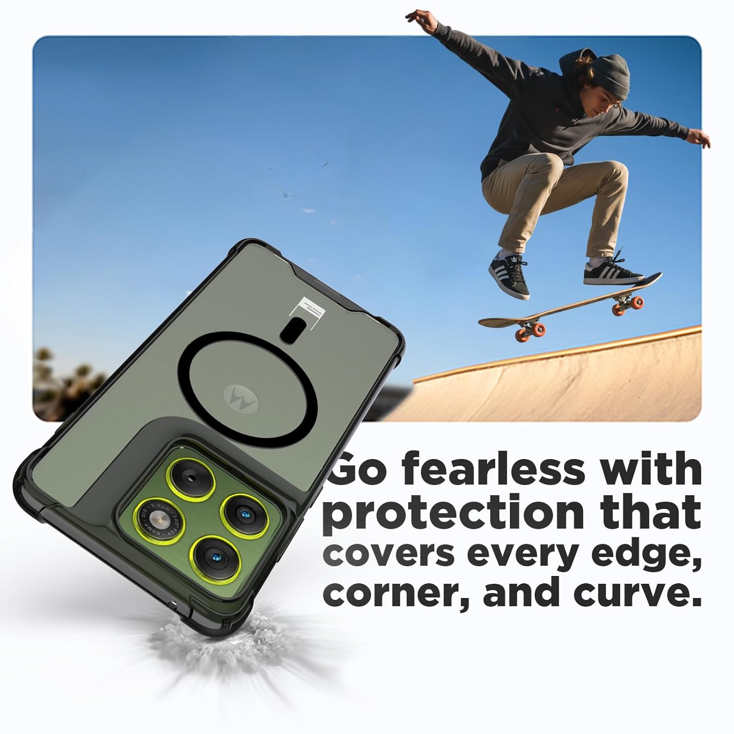 Motorola Moto Edge 70 5G Back Cover Case | Clear Hybrid - Clear Black Magnetic