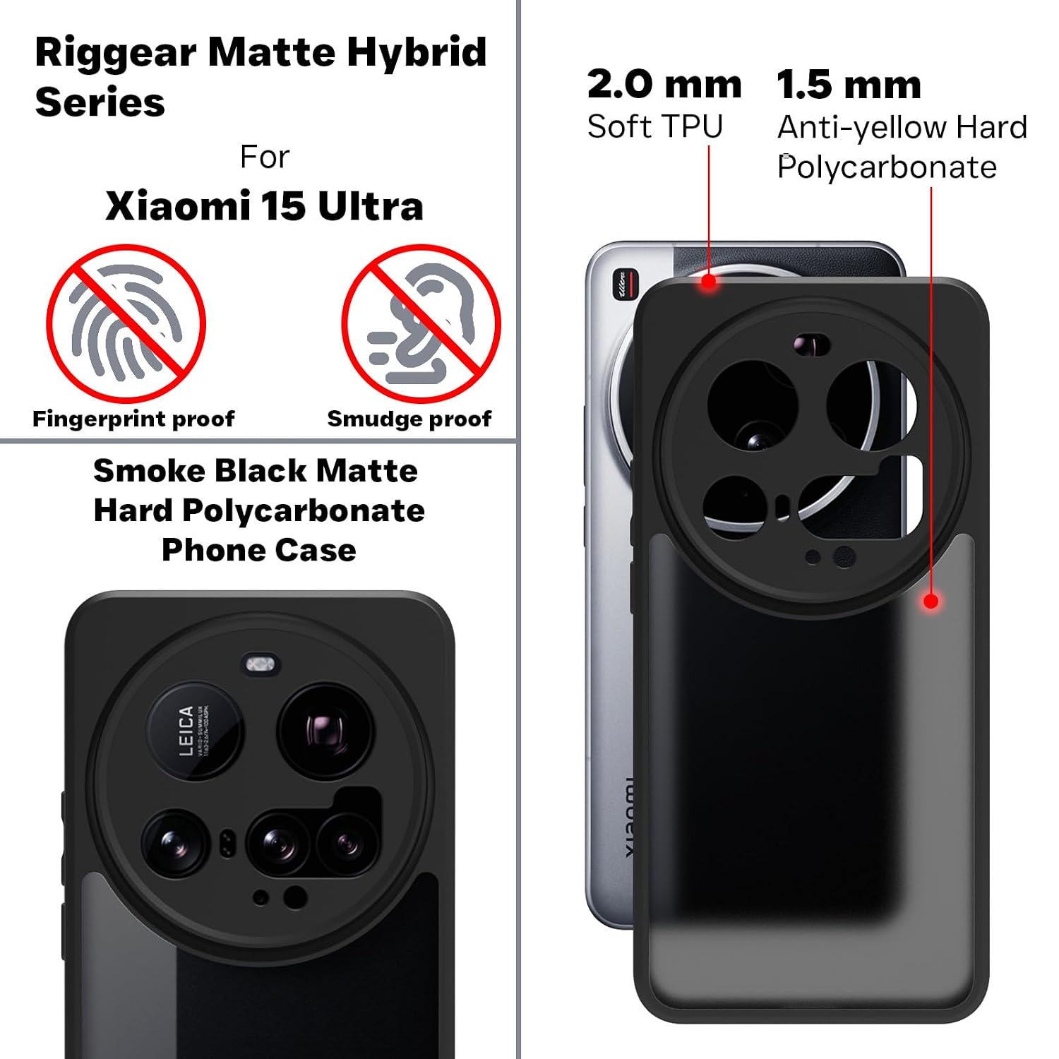 Xiaomi 15 Ultra Back Cover Case | Sleek Hybrid - Matte Black