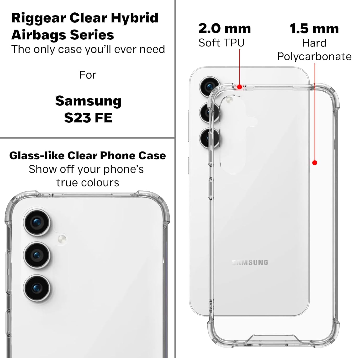Samsung Galaxy S23 FE Back Cover Case | Clear Hybrid - Clear