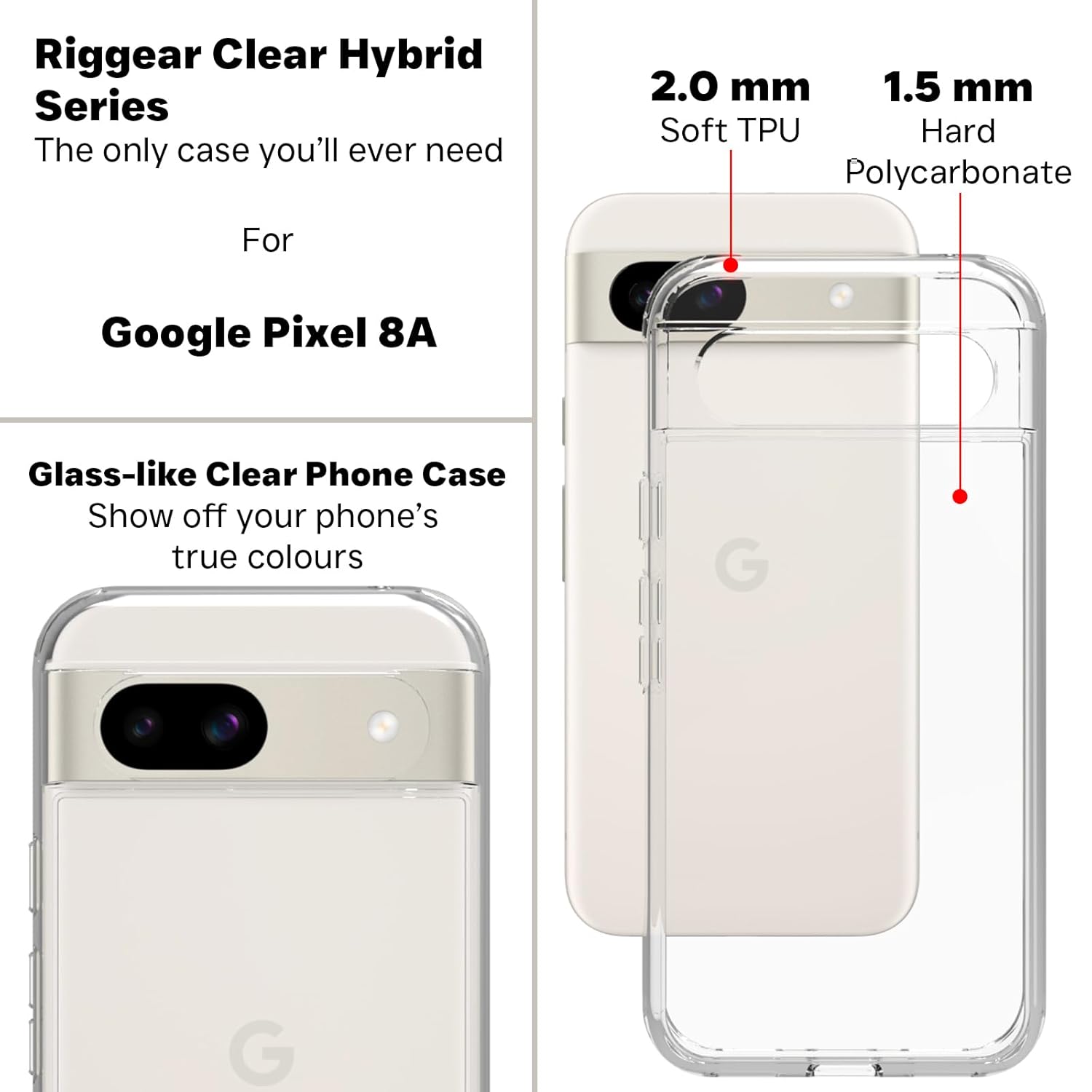 Google Pixel 8a Back Cover Case | Clear Hybrid - Clear