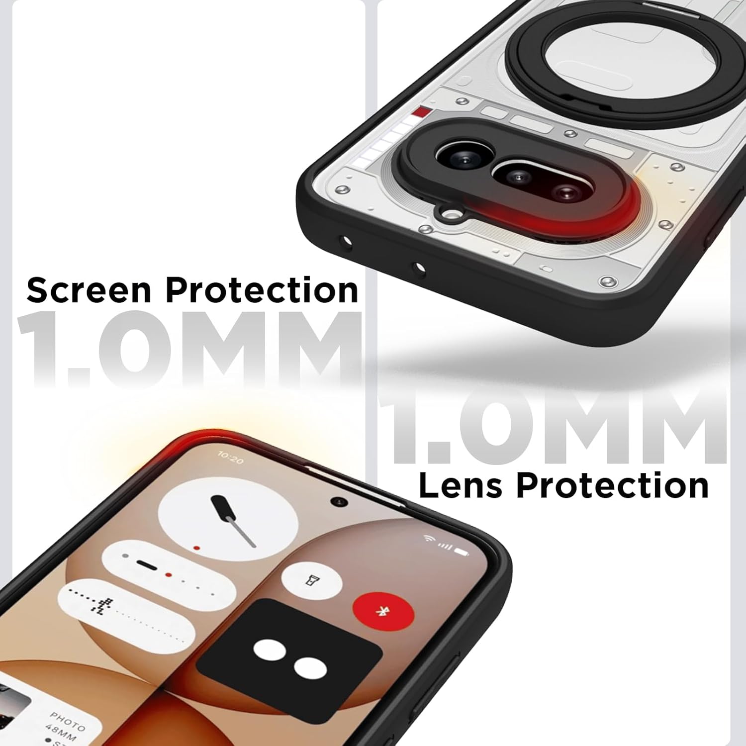 Nothing Phone 4a Ring Stand Back Cover Case | Sleek Hybrid - Clear Black Magnetic