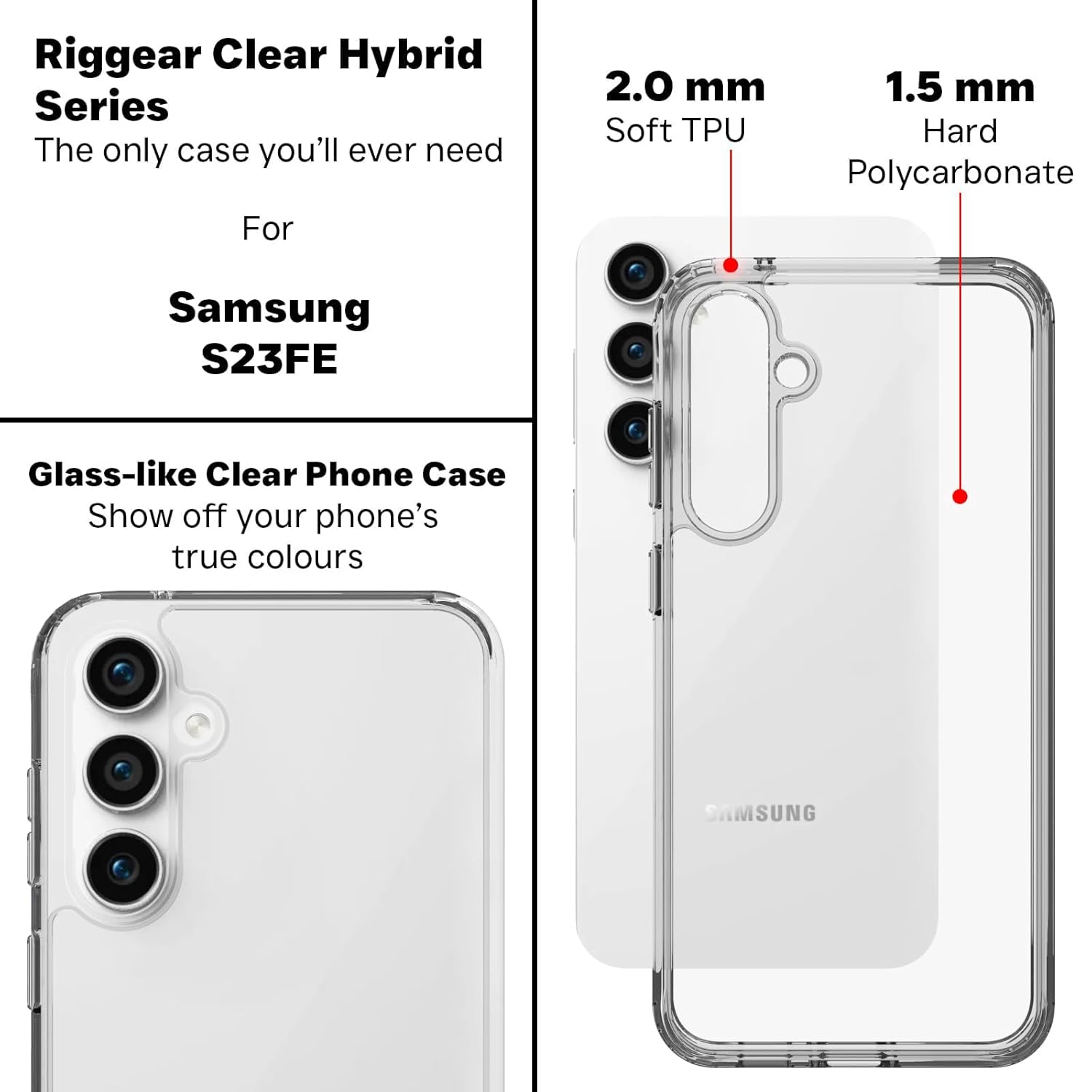 Samsung Galaxy S23 FE Back Cover Case | Clear Hybrid - Clear