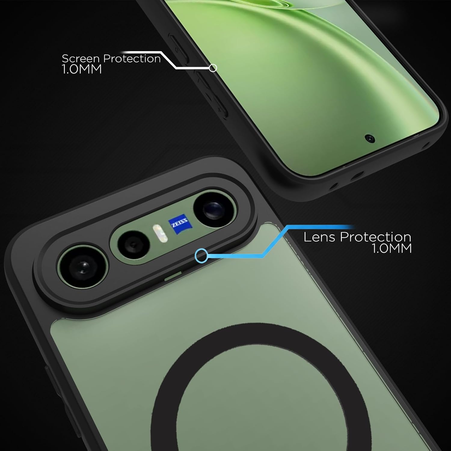 Vivo X300 FE Back Cover Case | Sleek Hybrid - Clear Black Magnetic