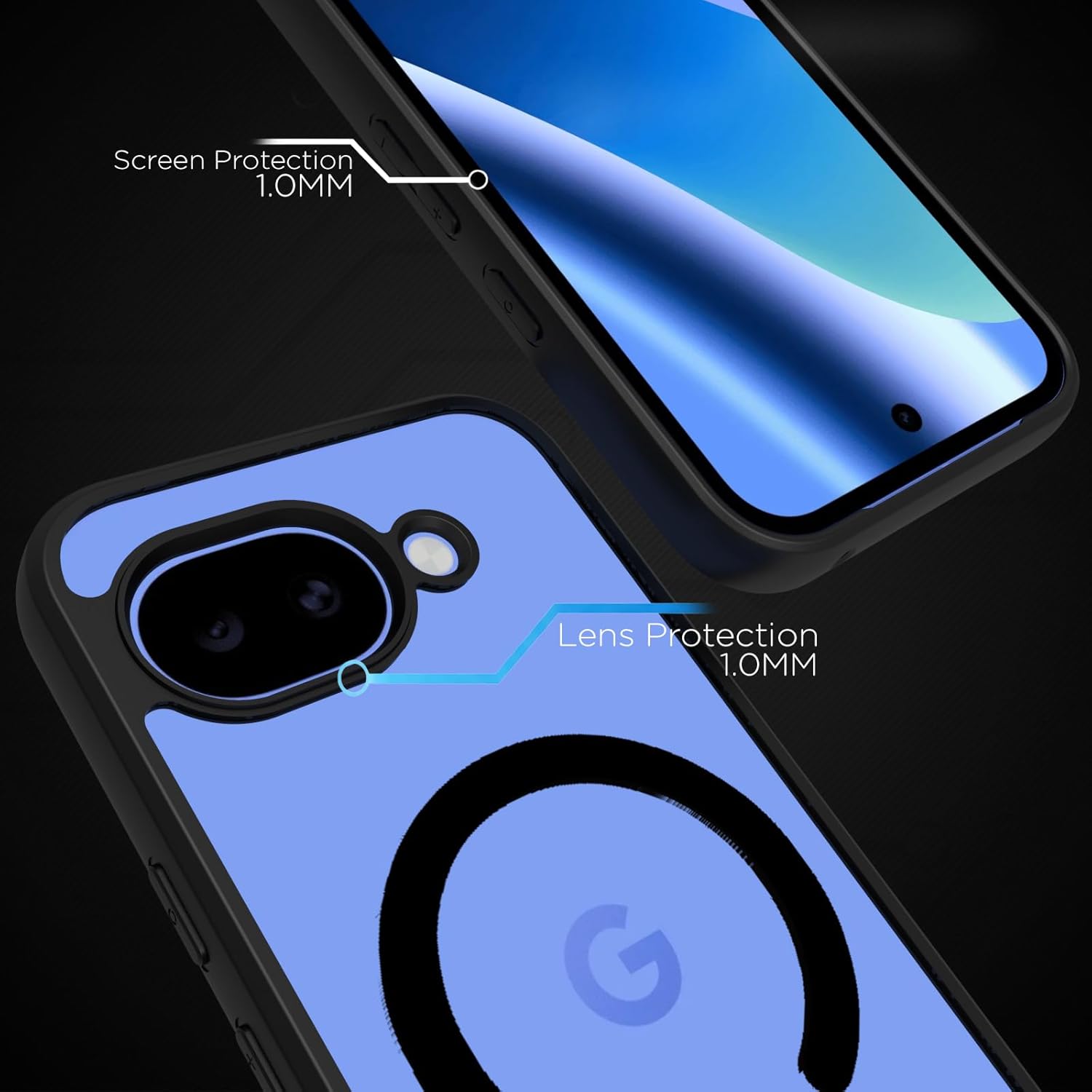 Google Pixel 10a Back Cover Case | Clear Hybrid - Smoke Black Magnetic