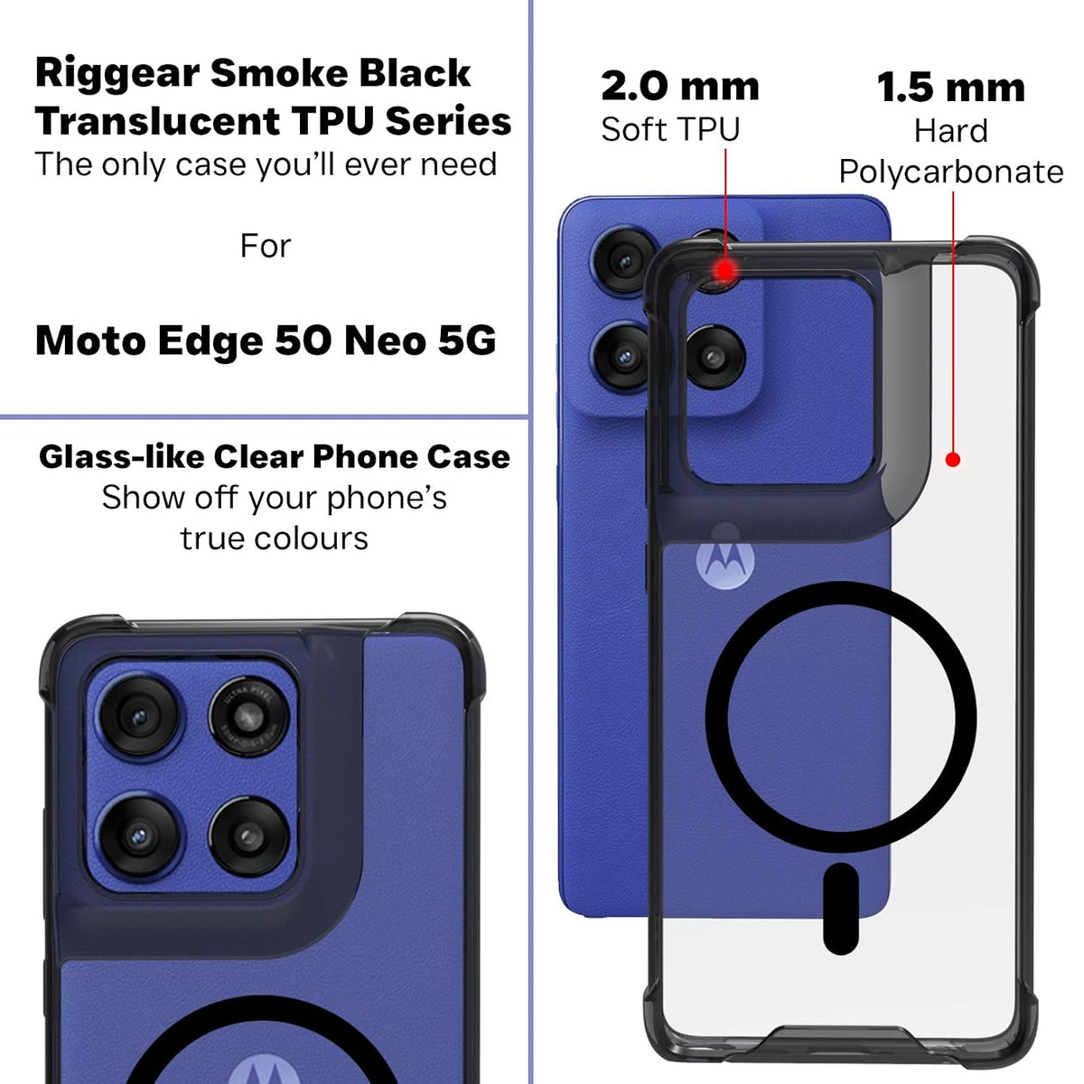 Motorola Edge 60 Stylus Back Cover Case | Clear Hybrid - Clear Magnetic