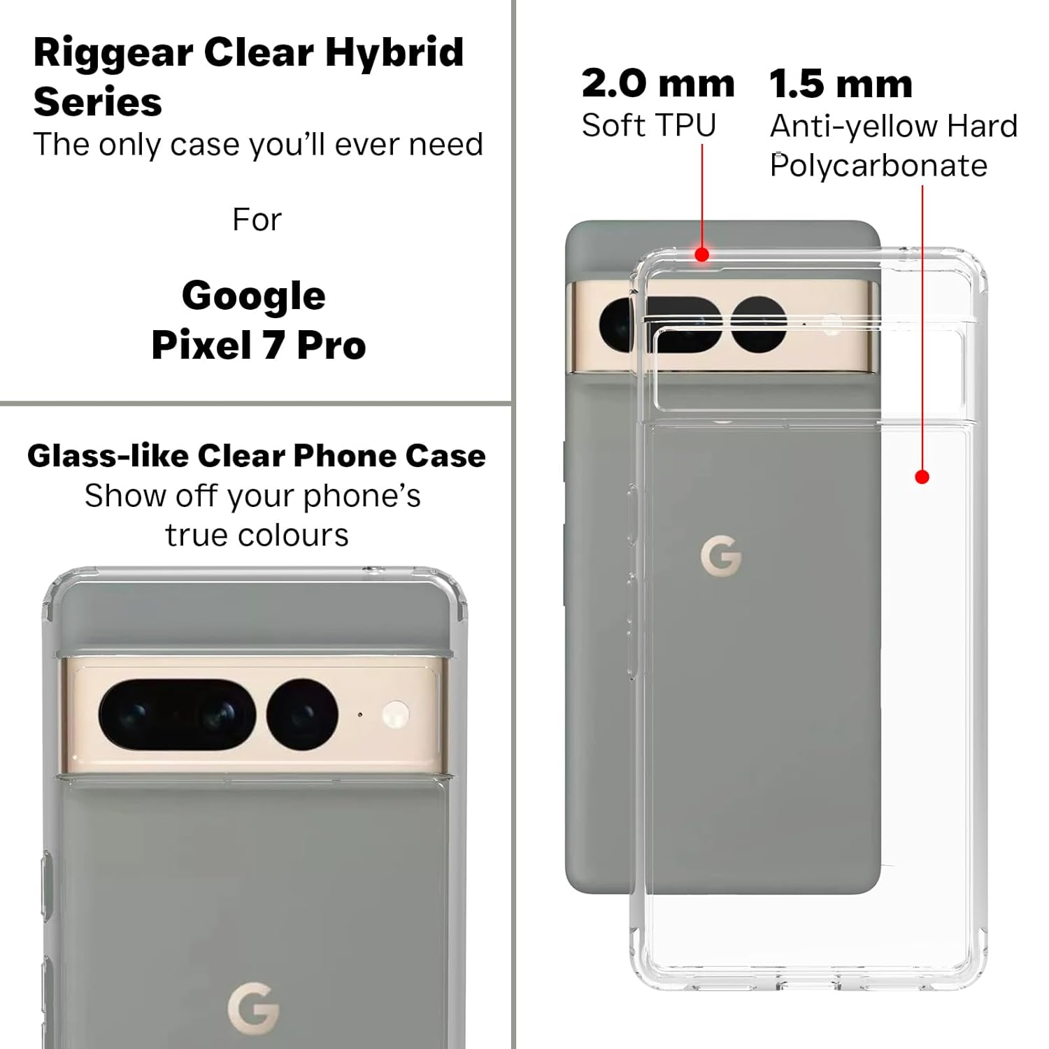 Google Pixel 7 Pro Back Cover Case | Clear Hybrid - Clear