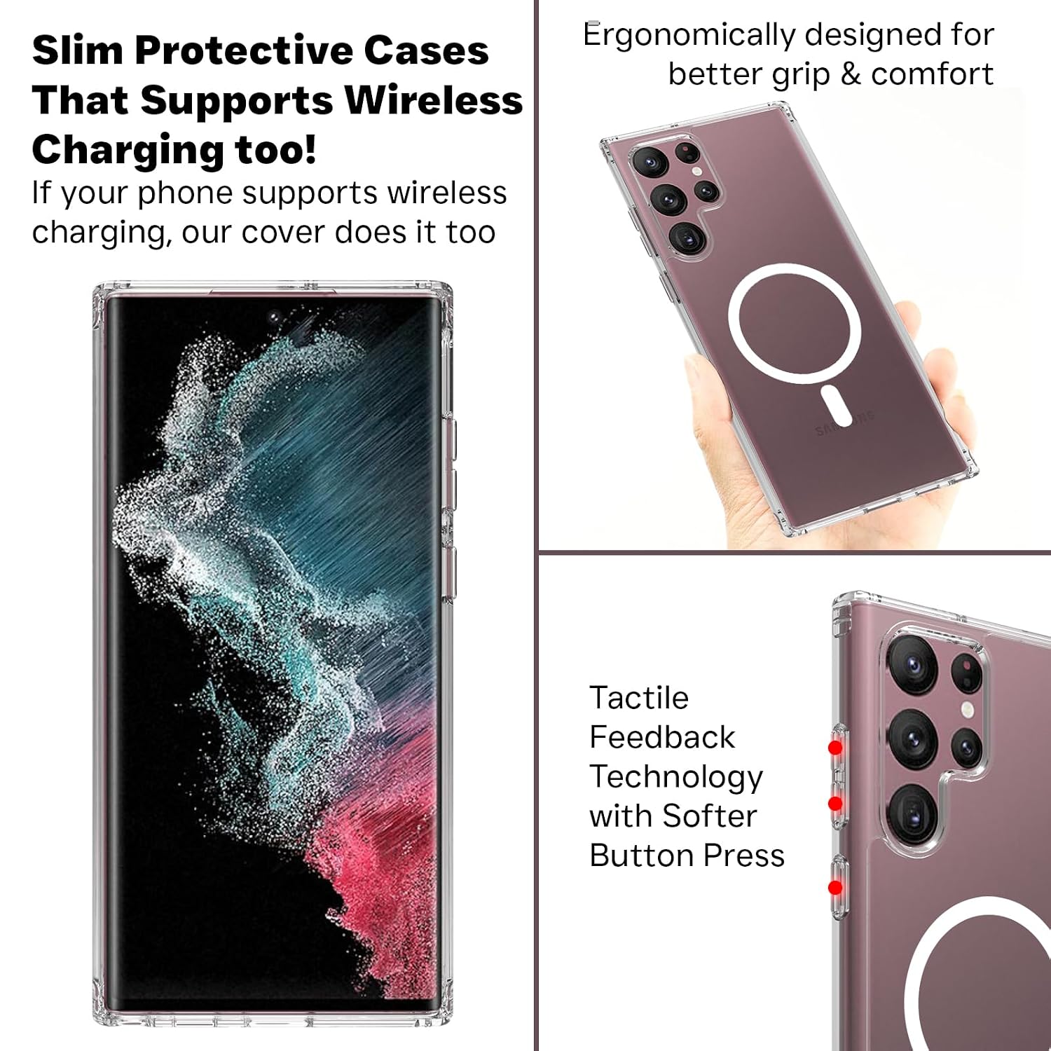 Samsung Galaxy S22 Ultra Back Cover Case | Sleek Hybrid - Clear Magnetic