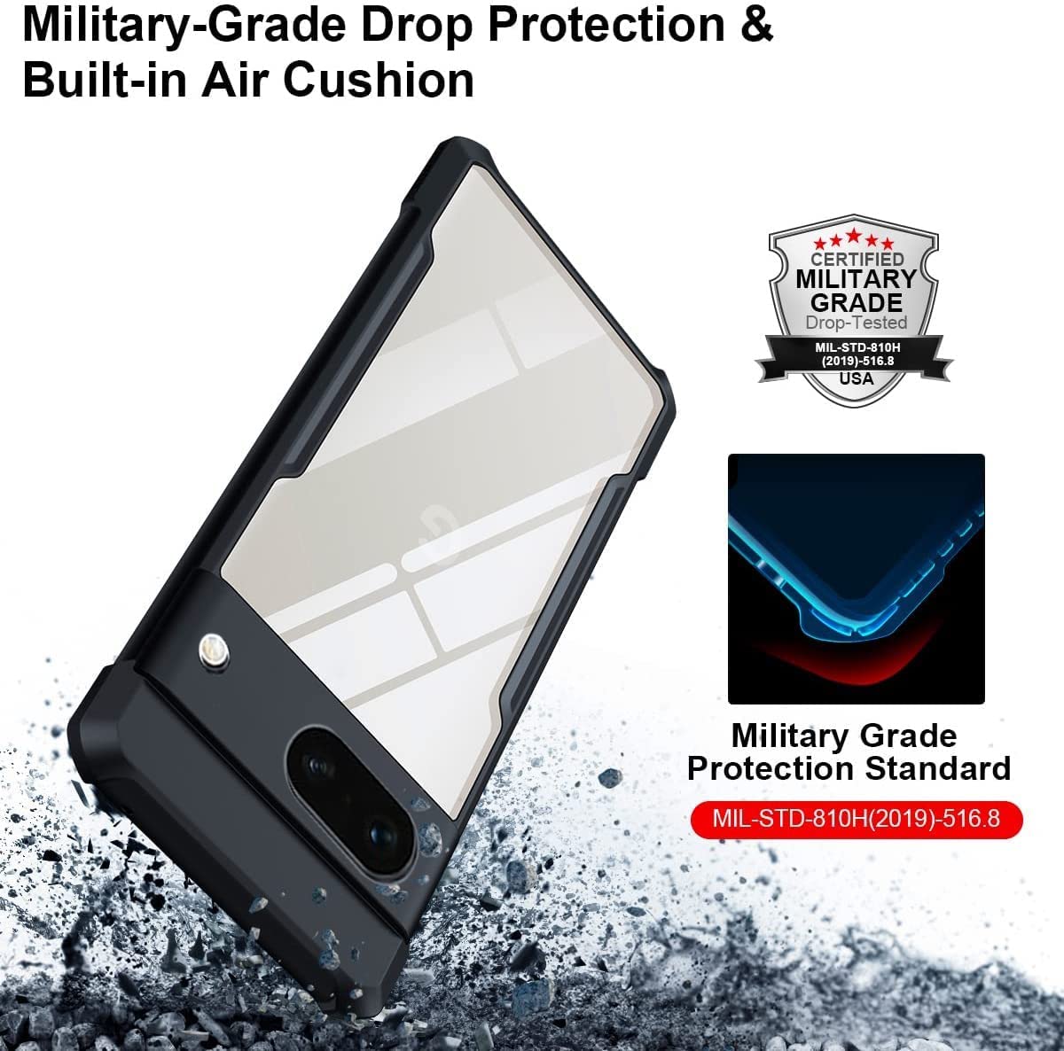 Google Pixel 7A Back Cover Case |  XUNDD  - Clear Black