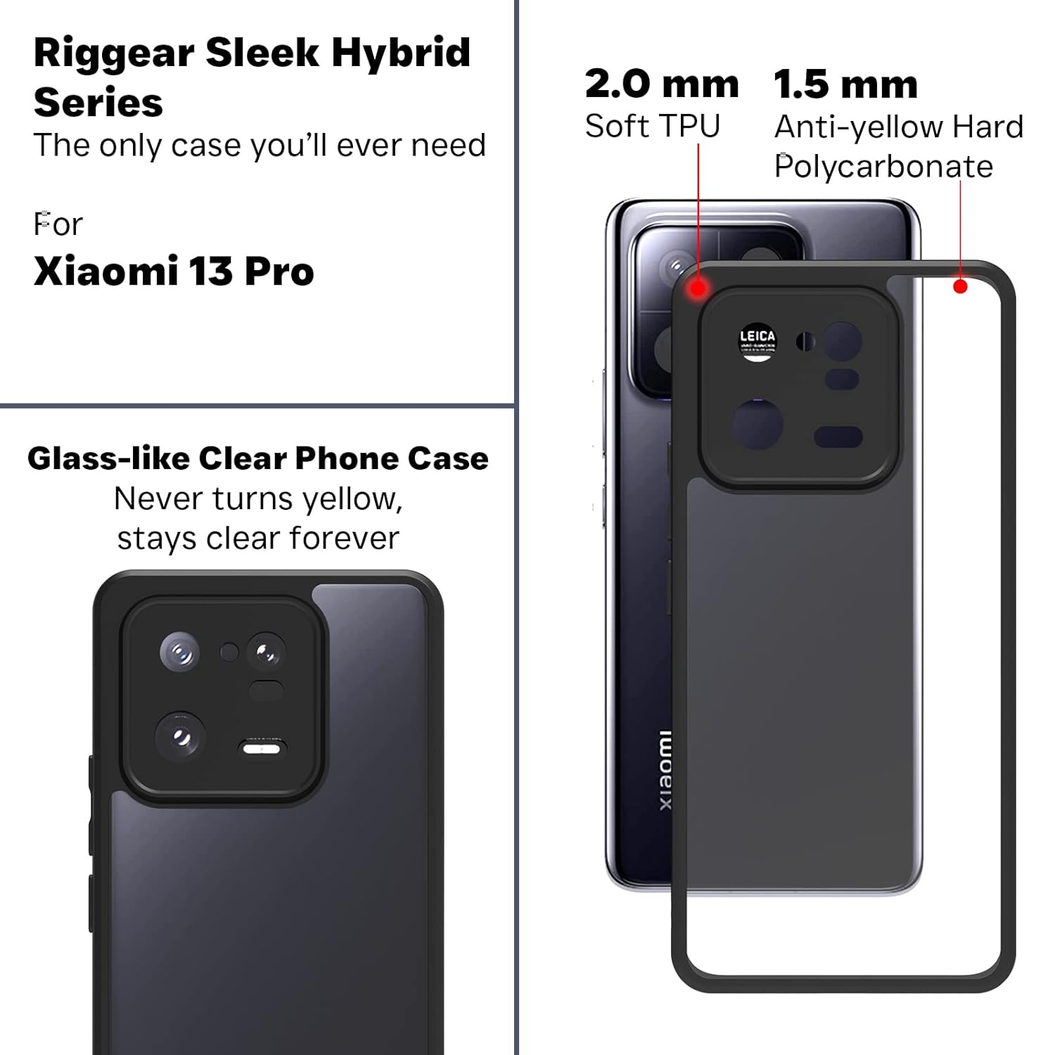 Xiaomi 13 Pro Back Cover Case | Sleek Hybrid - Matte Black