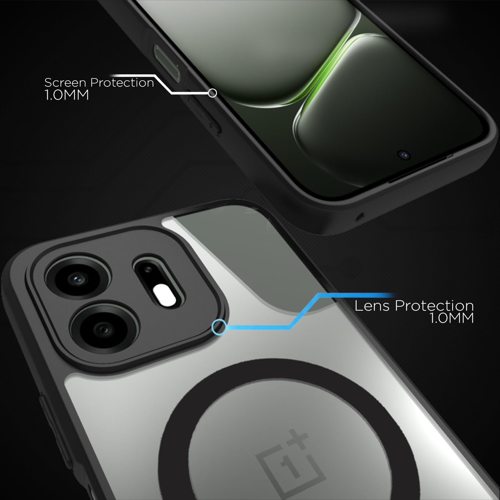 OnePlus N6 Back Cover Case | Sleek Hybrid - Clear Black Magnetic