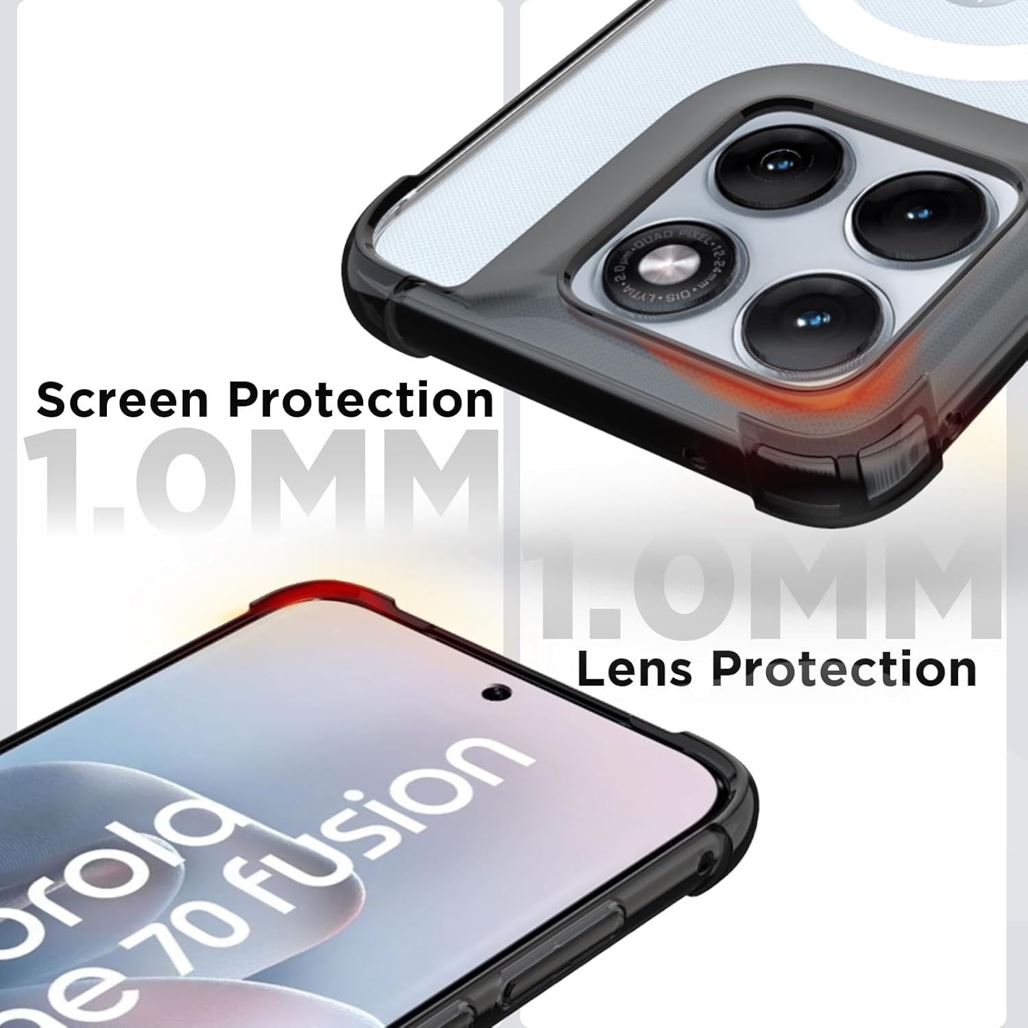 Motorola Edge 70 Fusion Back Cover Case | Clear Hybrid - Clear Smoke Magnetic