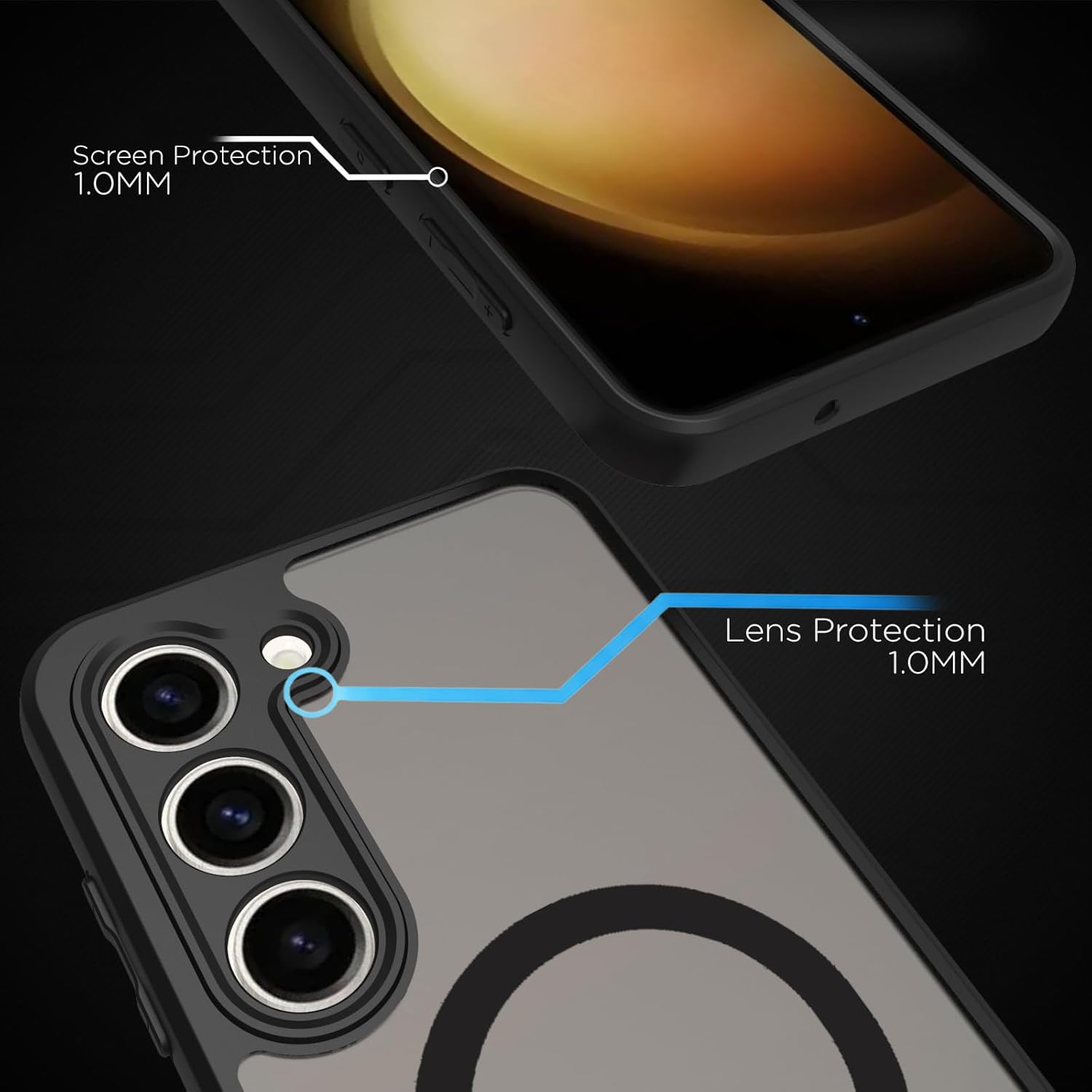 Samsung Galaxy S23 Back Cover Case | Sleek Hybrid - Matte Black Magnetic