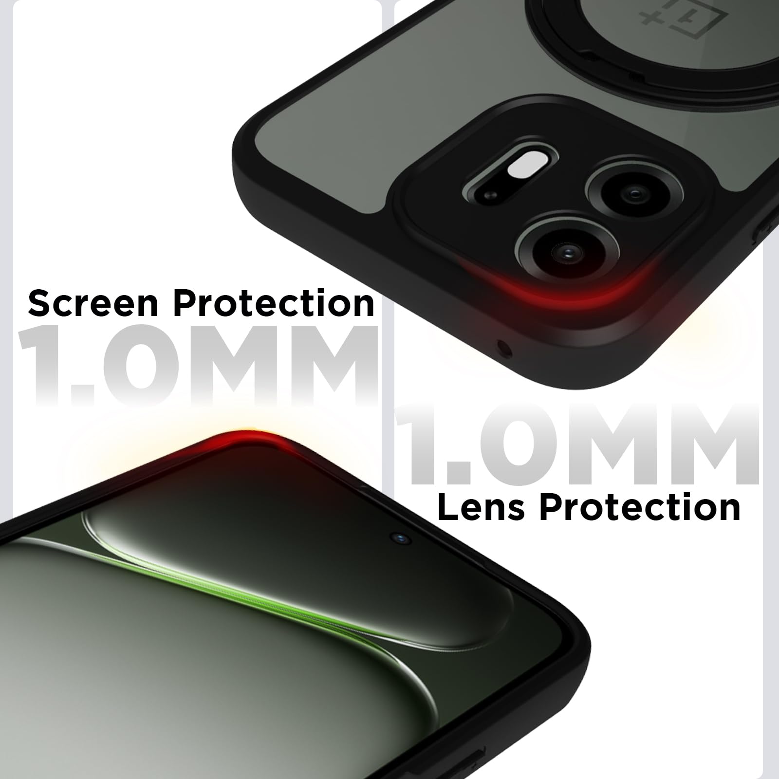 OnePlus N6 Ring Stand Back Cover Case| Sleek Hybrid - Matte Black Magnetic