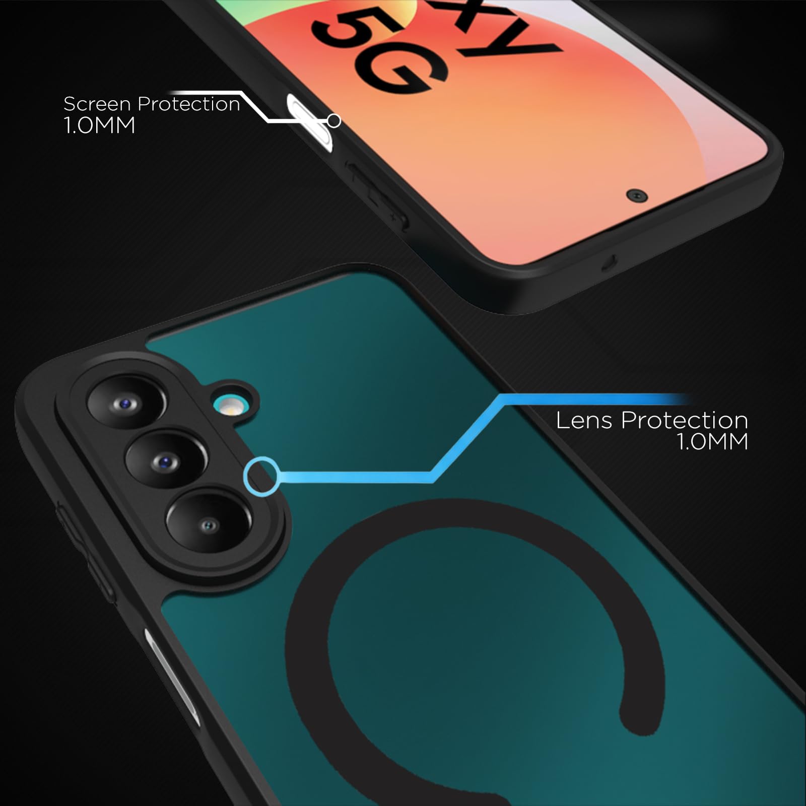 Samsung Galaxy M47 Back Cover Case | Sleek Hybrid - Matte Black Magnetic