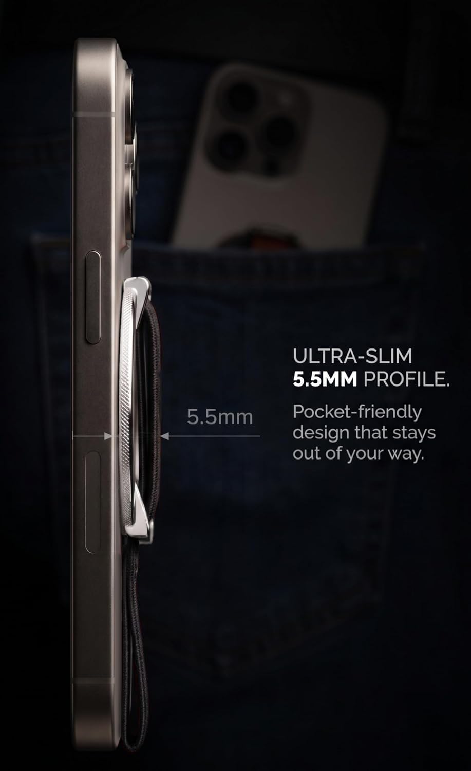 Magnetic Phone Grip & Stand | 2-in-1  Finger Strap - Silver
