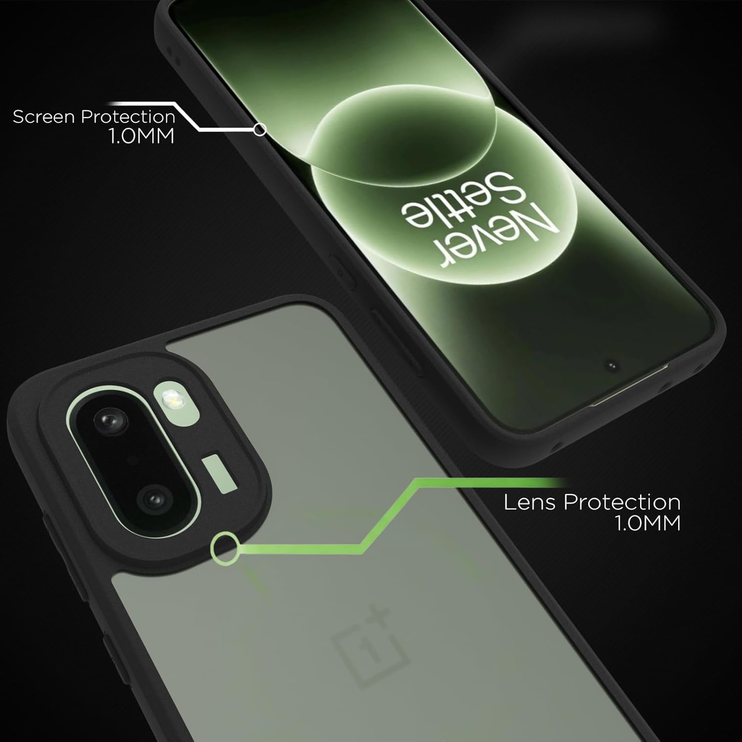OnePlus 15R 5G Back Cover Case | Sleek Hybrid - Matte Black