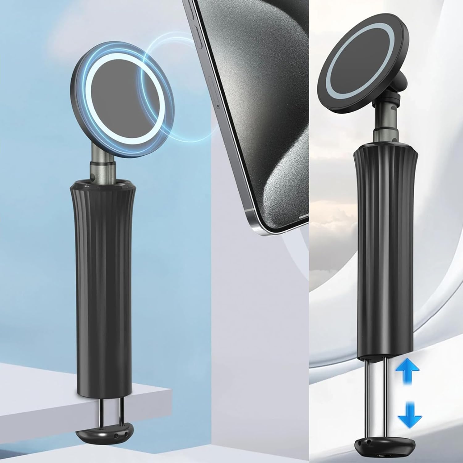 Magnetic Selfie Stick Tripod | 360 Degree Rotatable Phone Holder - Black
