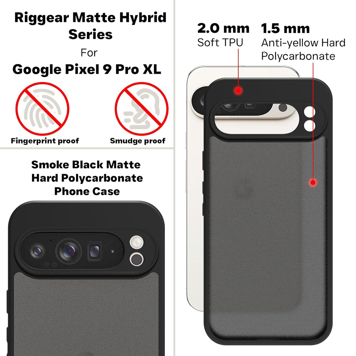 Google Pixel 9 Pro XL  Back Cover  Case | Sleek Hybrid - Matte Black