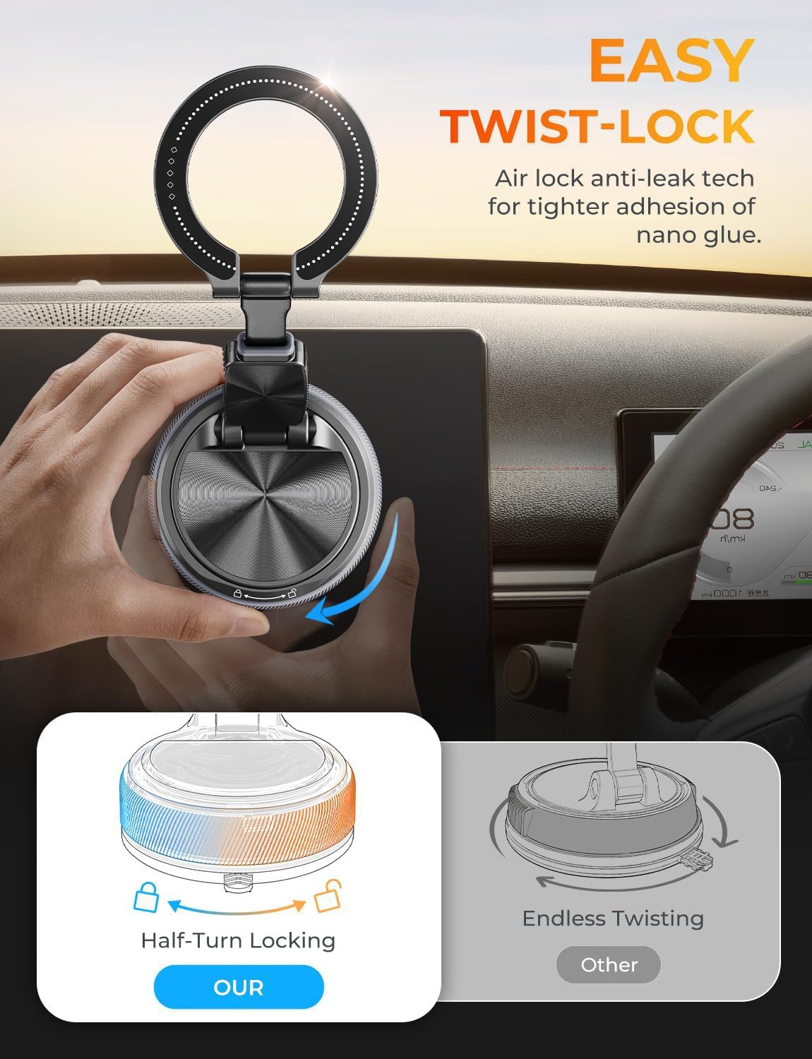 Magnetic Phone Mount Detachable | Black