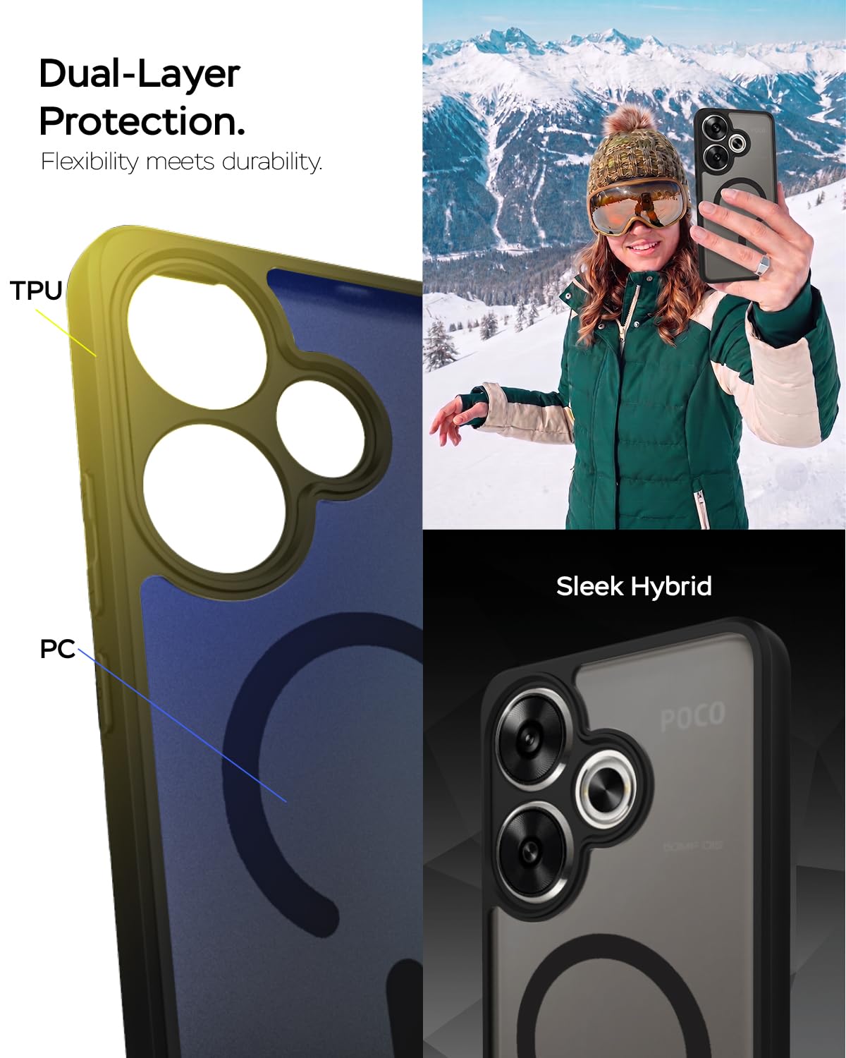 Poco F6 5G Back Cover Case | Sleek Hybrid - Matte Black Magnetic