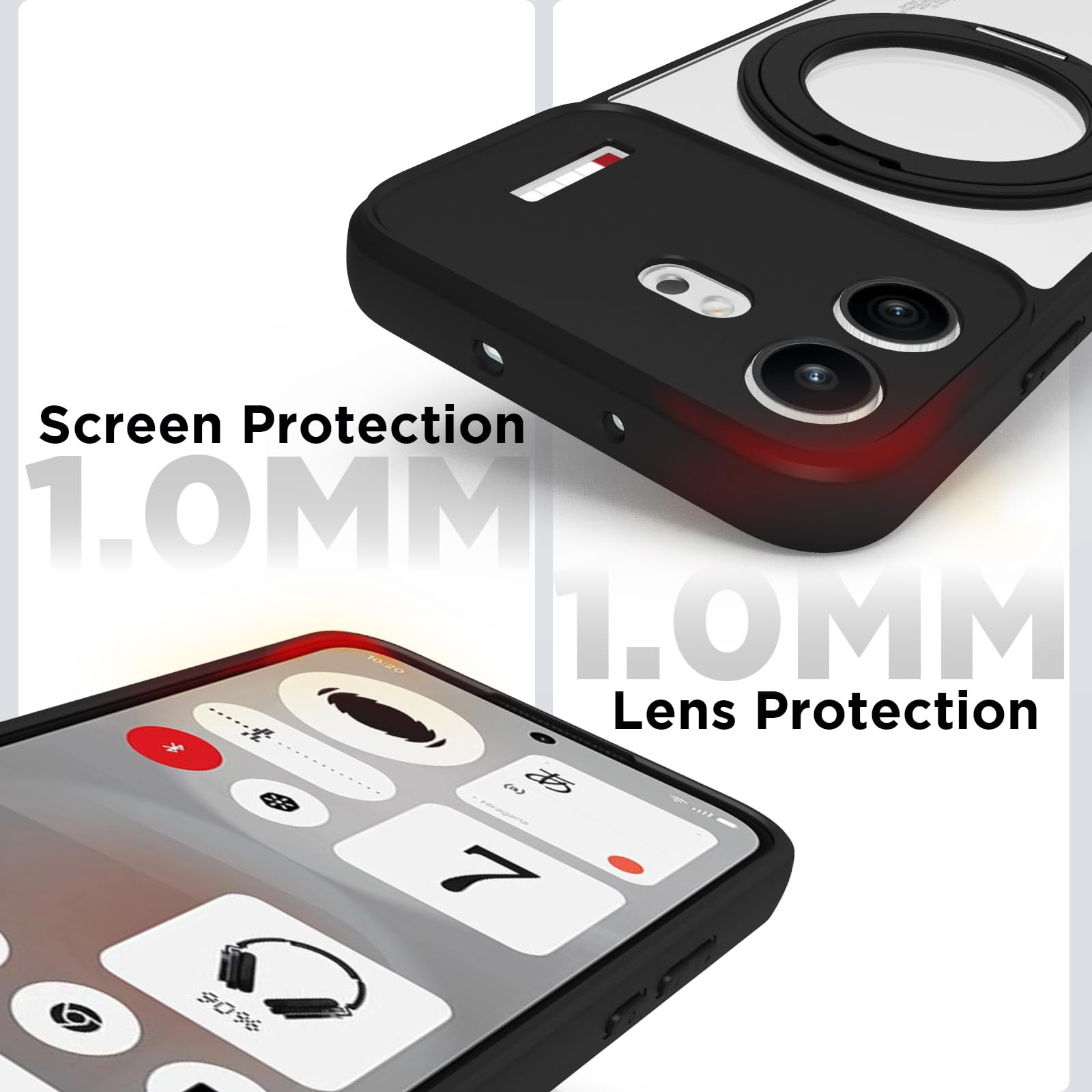 Nothing Phone 4b Ring Stand Back Cover Case | Sleek Hybrid - Clear Black Magnetic