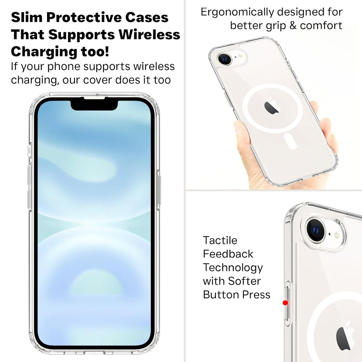 iPhone 17e / iPhone 16e Back Cover Case | Clear Hybrid - Clear Magnetic